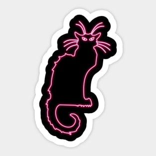 Pink Neon - Chat Noir - Black Cat - Art Nouveau Sticker